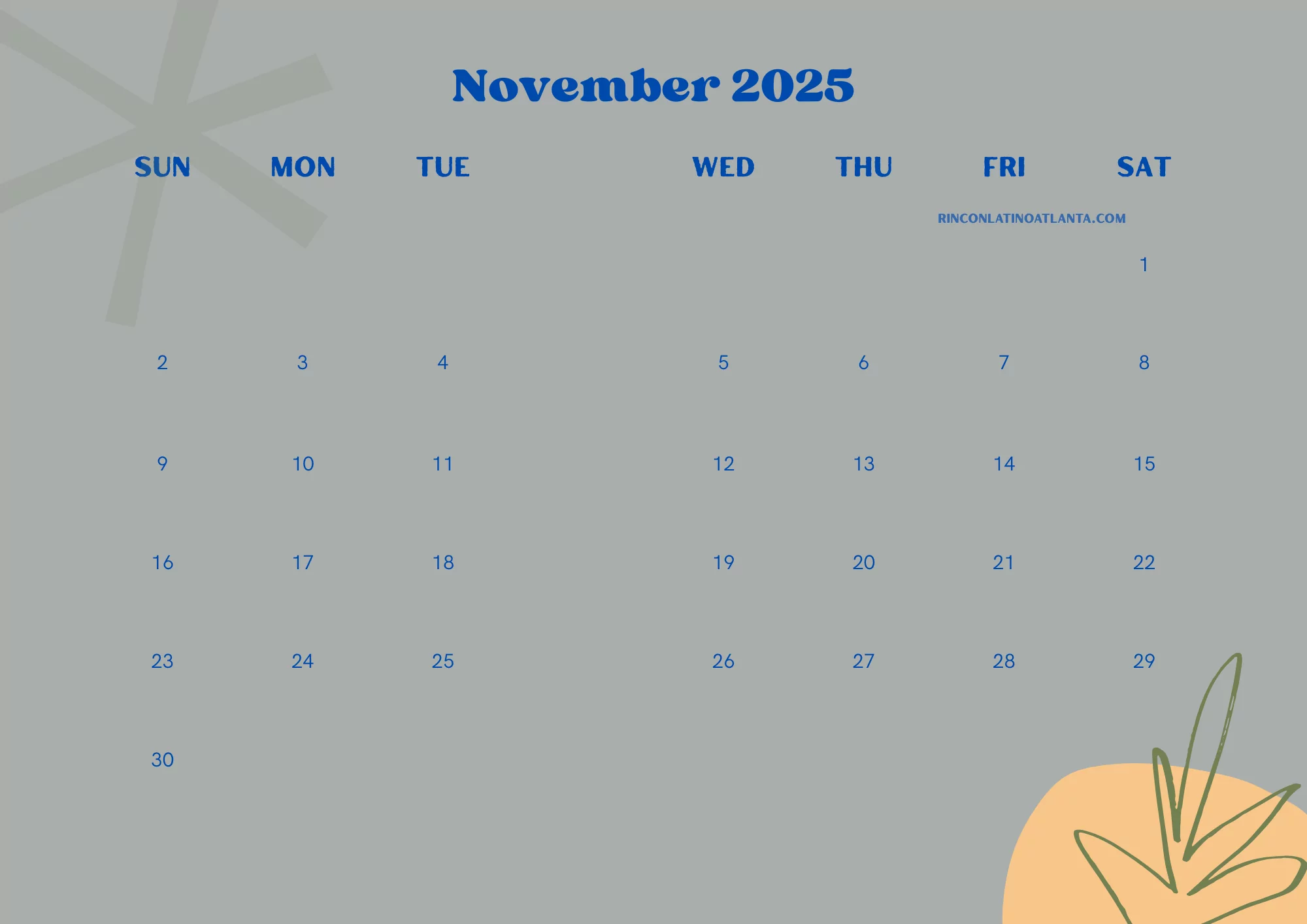 Free downloadable November 2025 calendar for work and personal planning